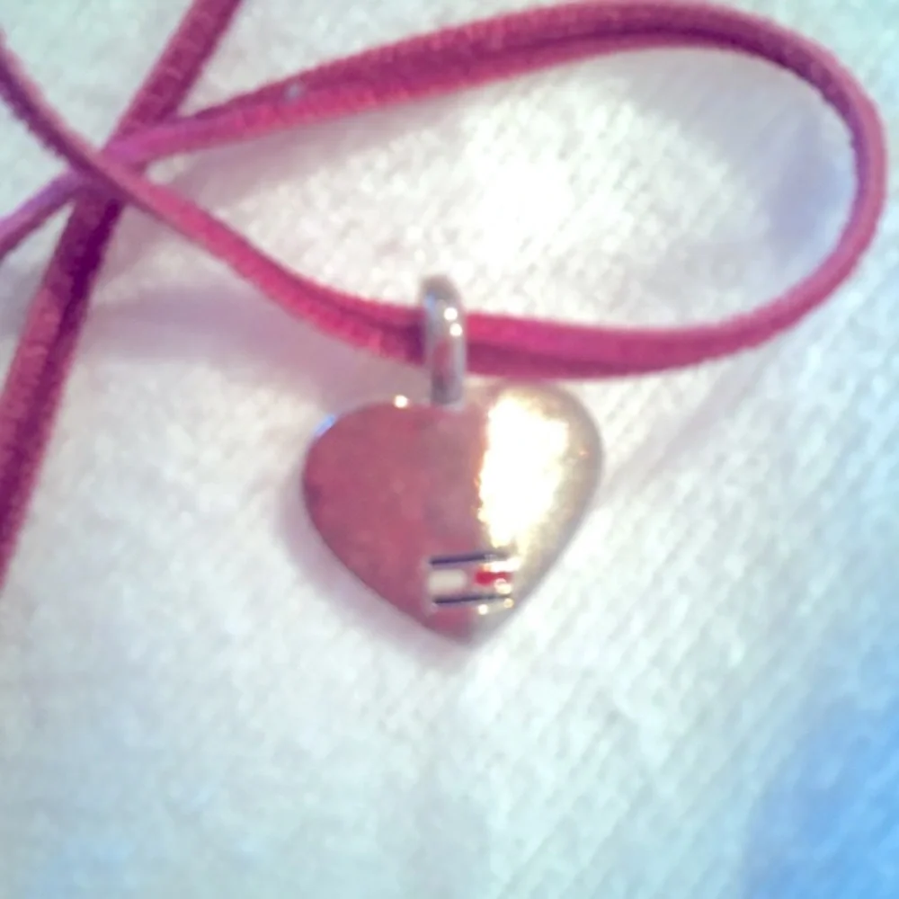 Tommy Hilfiger Leather Necklace with Rhinestone Heart